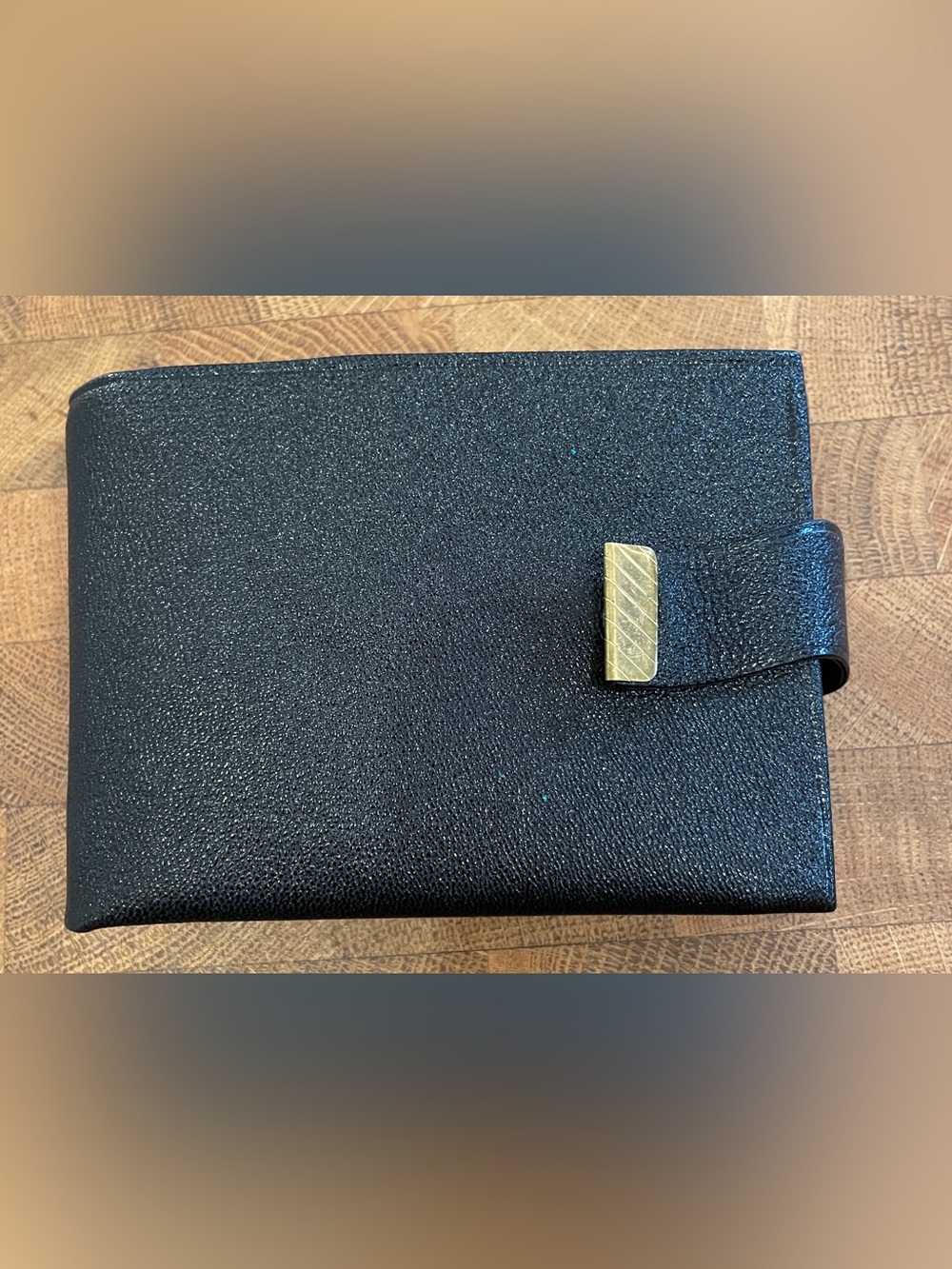 1950’s Black Leather Snap Wallet with Gold Accent